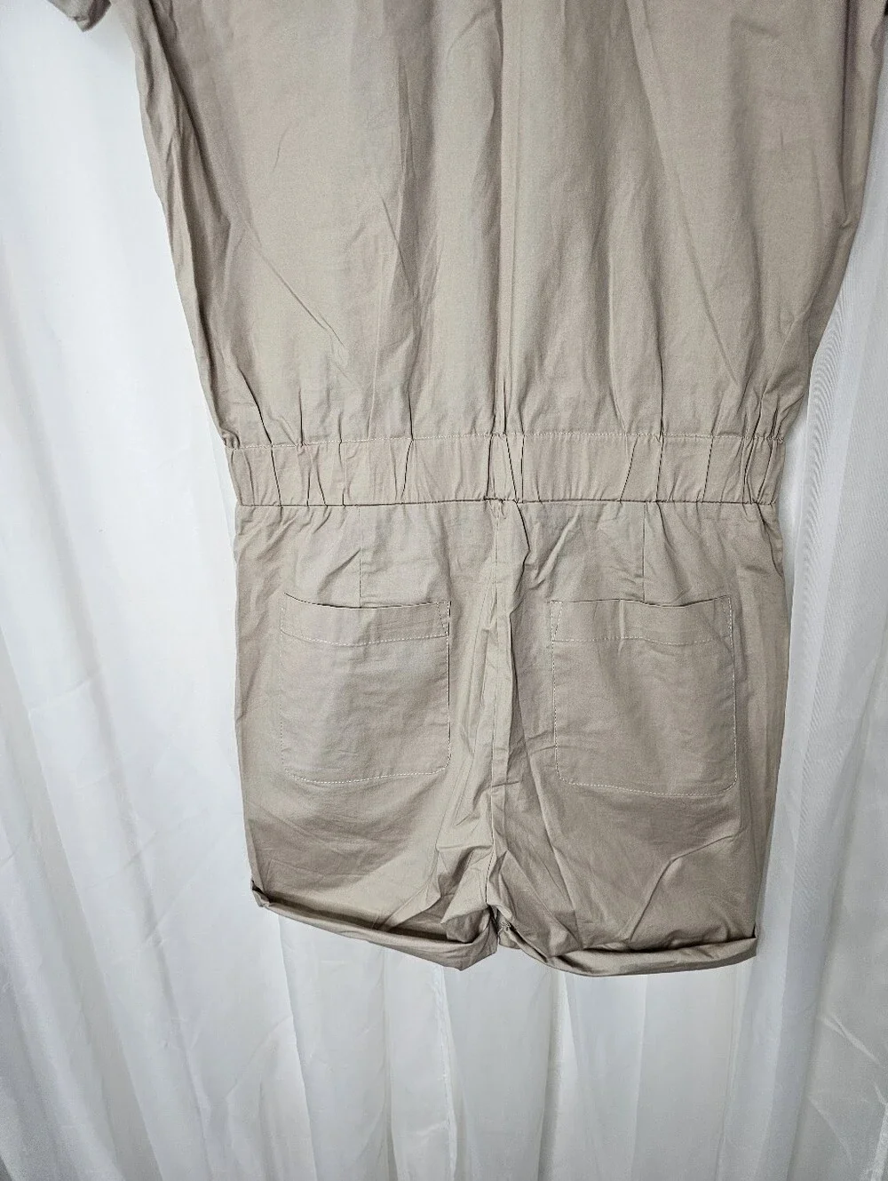 Bershka Menswear Utility Shorts Coverall Jumpsuit Shortall Tan Khaki Small NEW